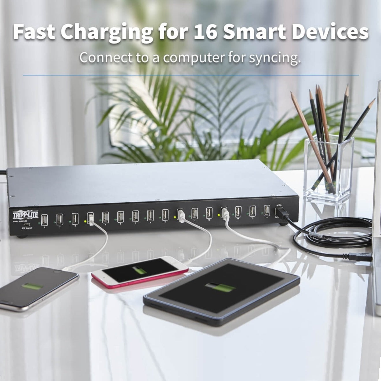 Tripp Lite U280-016-RM 16-Port USB Sync / Charging Hub, TAA Compliant, 2 Year Warranty