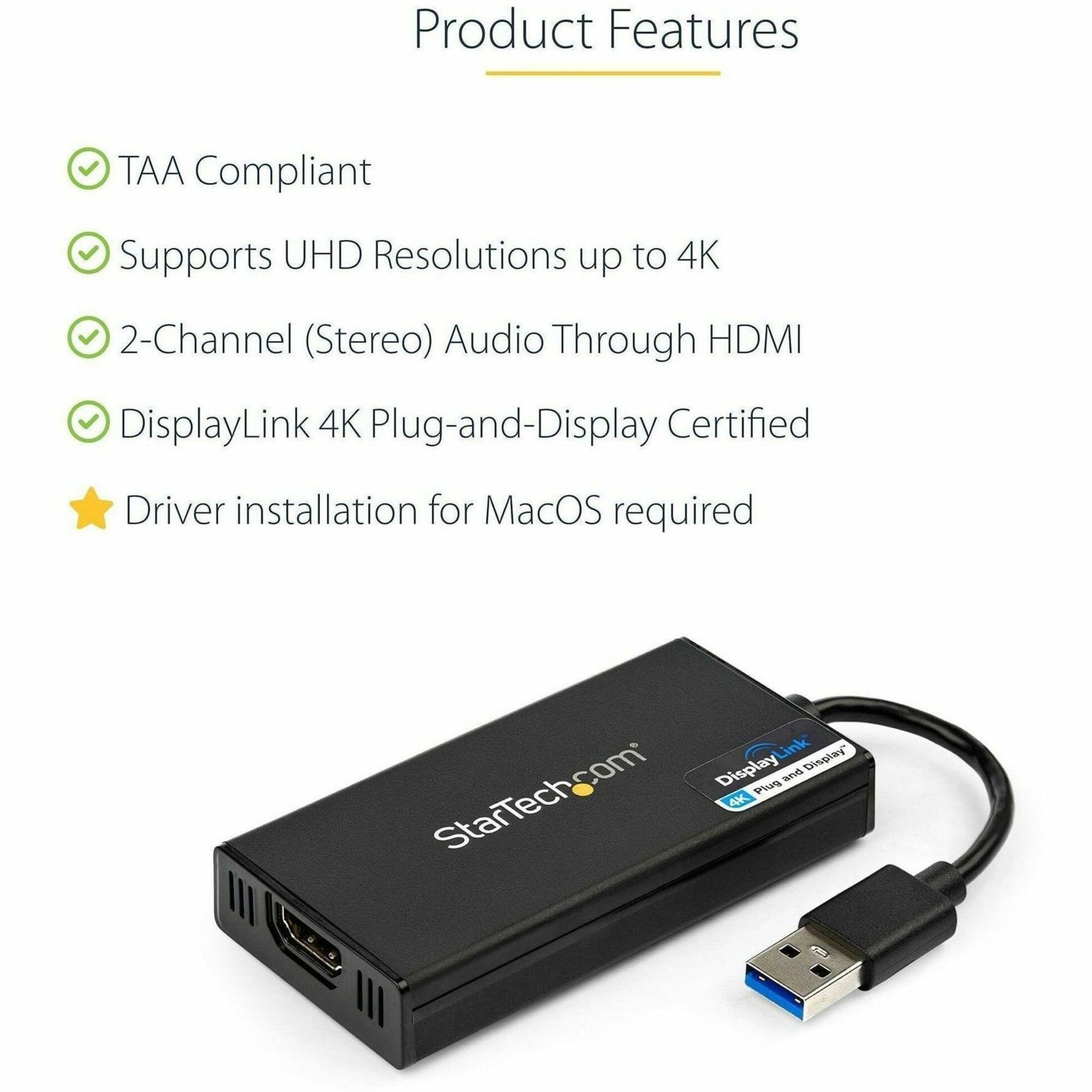 StarTech.com USB32HD4K 4K USB Video Card - USB 3.0 to HDMI Adapter, External Video Card
