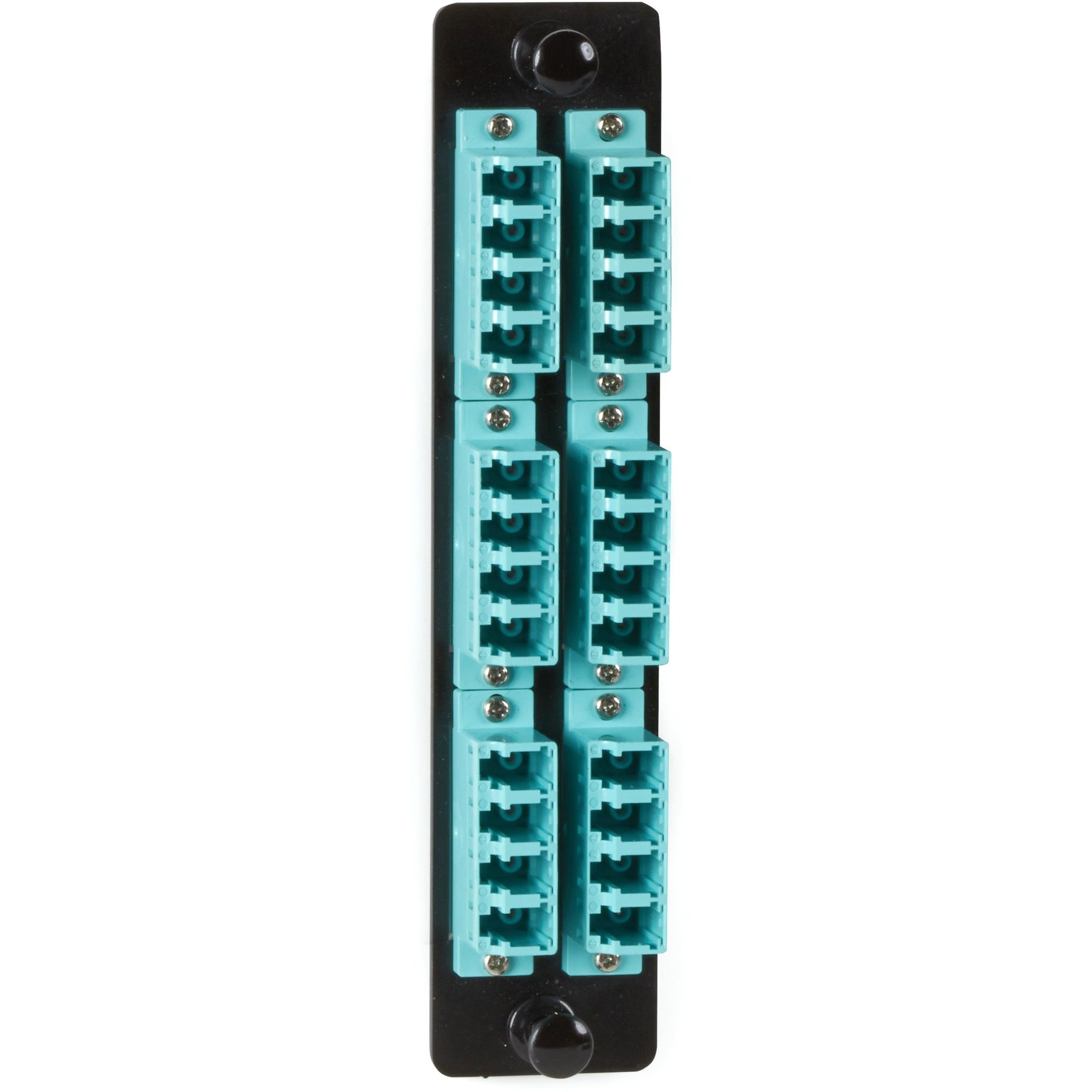 Black Box JPM468C High-Density Adapter Panel, Ceramic Sleeves, Aqua, 12 LC Duplex Pairs