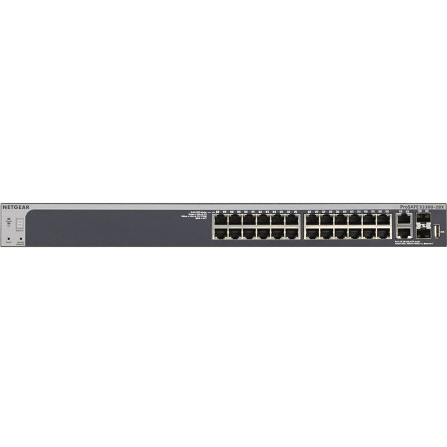 Netgear GS728TX-100NES ProSafe 28-Port Gigabit Stackable Smart Switch, 10G, 24x Gigabit Ethernet, 2x 10 Gigabit Ethernet Network, Power Supply