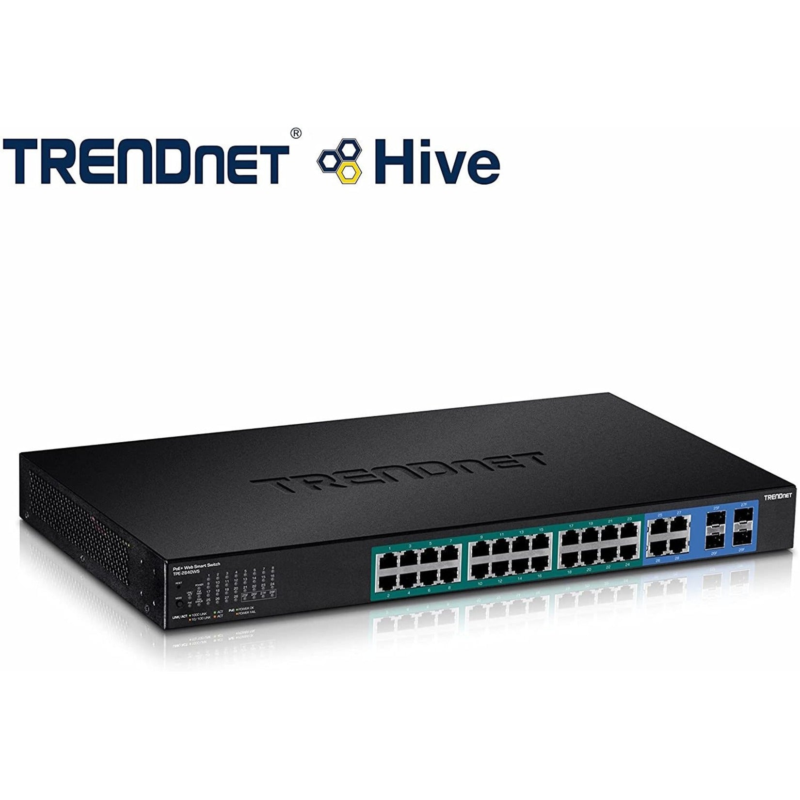 TRENDnet TPE-2840WS 28-Port Gigabit Web Smart PoE+ Switch, 185W PoE Budget, Lifetime Protection