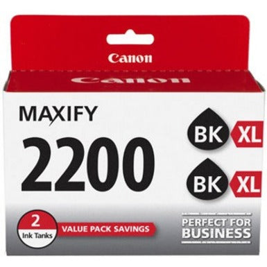 Canon 9255B006 PGI-2200 XL Black Twin Pack, Smudge Resistant Ink Cartridge