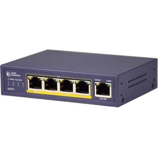 Amer SG4P1 5 Port 10/100/1000 Desktop Switch with 4 PoE ports, Gigabit Ethernet, AC Adapter