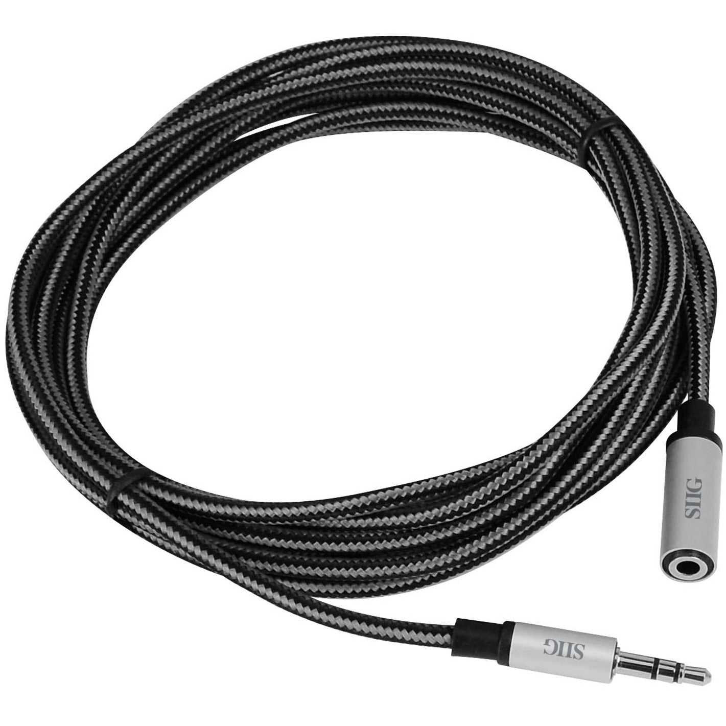 SIIG CB-AU0D12-S1 Woven Fabric Braided 3.5mm Stereo Aux Cable (M/F) - 3M, Tangle-Free, Loss-Less Audio, Durable