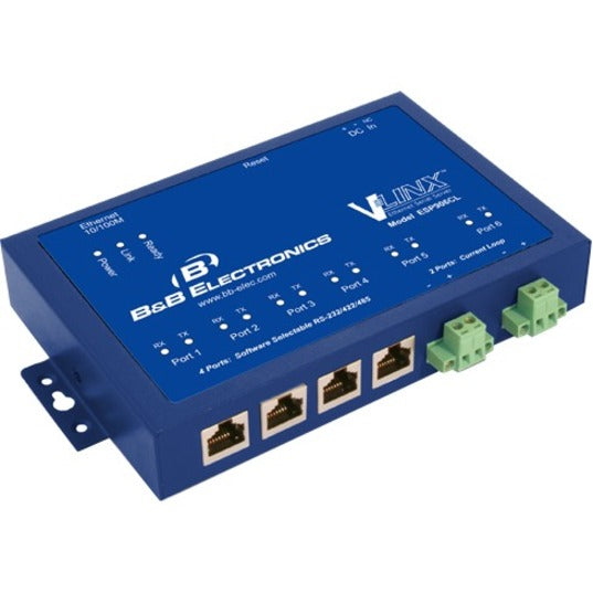 B+B SmartWorx ESP906CL Vlinx Ethernet Serial Server, 6-Port Device Server