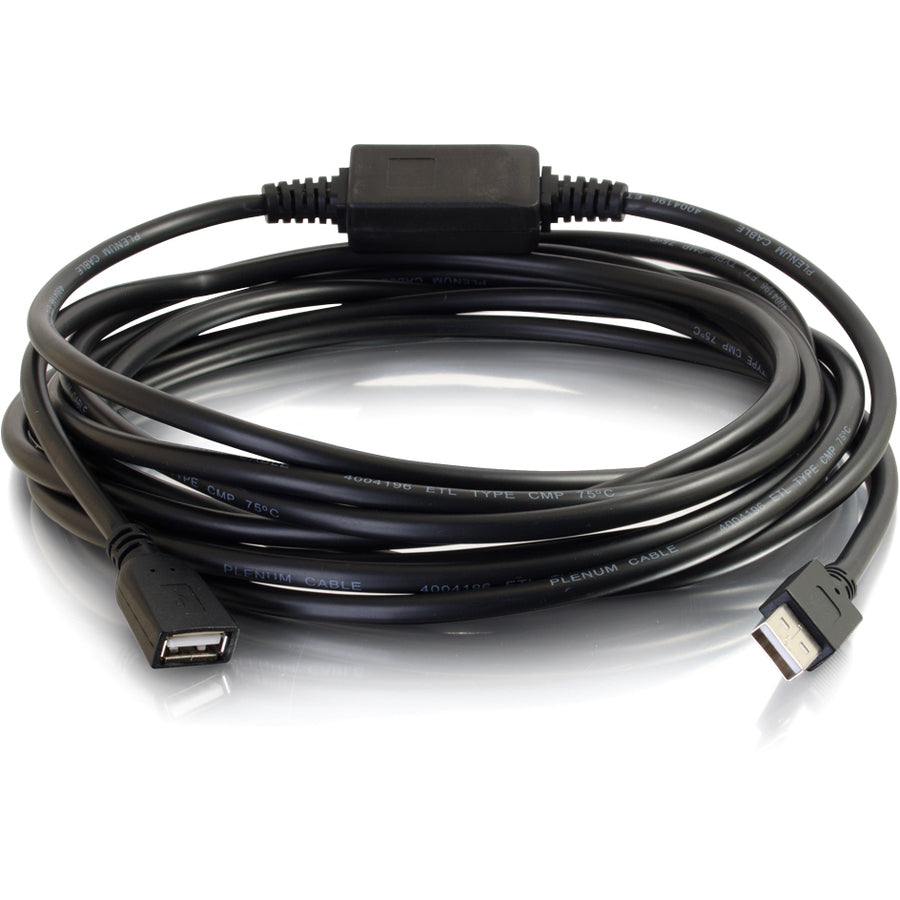 C2G 39010 16ft USB A Male to Female Active Extension Cable - Plenum, CMP-Rated