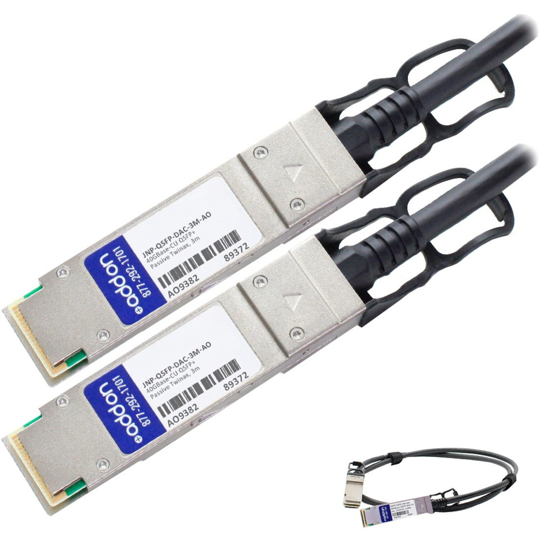 AddOn JNP-QSFP-DAC-3M-AO Twinaxial Network Cable, 40GBASE-CU QSFP+/QSFP+ DAC for Juniper Passive Twinax 3M