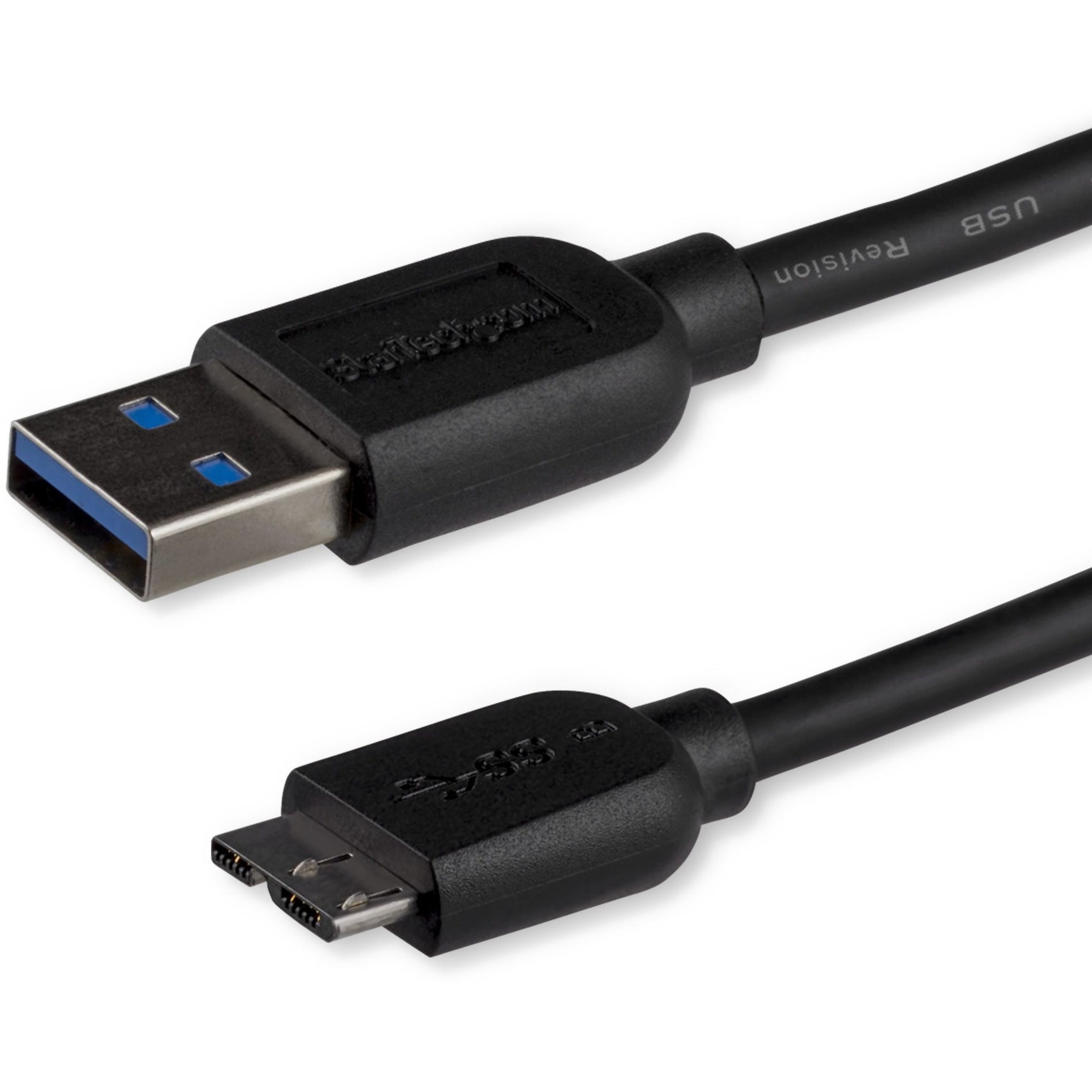 StarTech.com USB3AUB3MS 3m (10ft) Slim SuperSpeed USB 3.0 A to Micro B Cable - M/M, Fast Data Transfer, Flexible and Durable