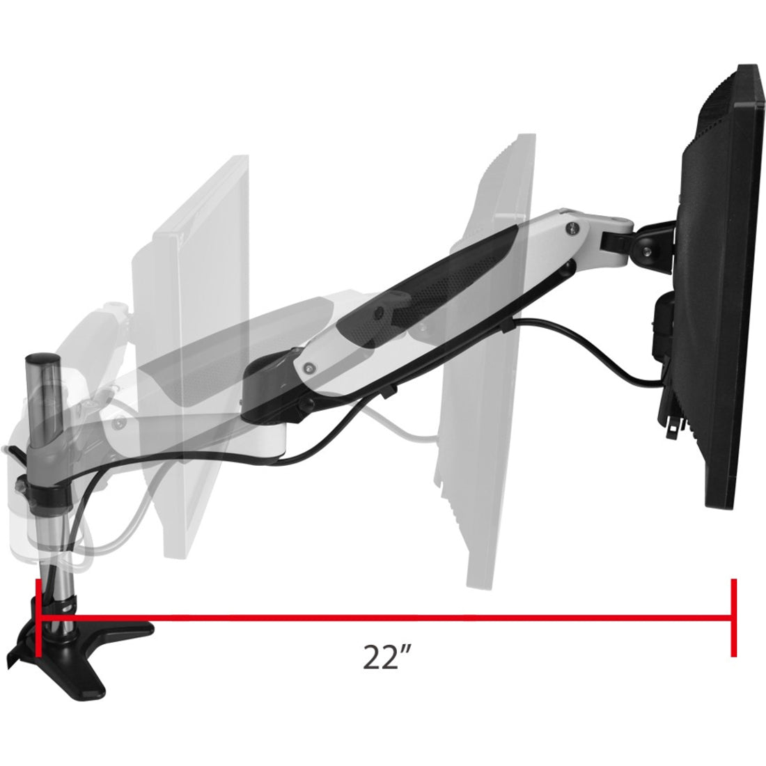 SIIG CE-MT1H12-S1 Full-Motion Easy Access Single Monitor Desk Mount - White, Adjustable Viewing Angle, 3 Year Warranty