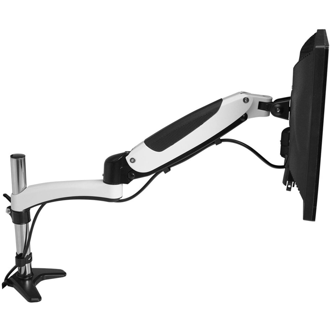SIIG CE-MT1H12-S1 Full-Motion Easy Access Single Monitor Desk Mount - White, Adjustable Viewing Angle, 3 Year Warranty