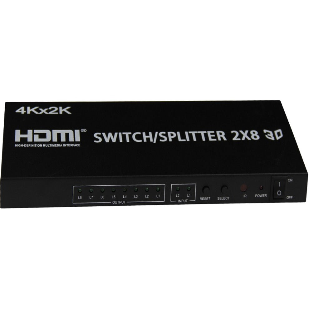 4XEM 4XHDMI2X84K 4K HDMI Switcher/Splitter 2x8, Supports 3840x2160 Resolution, 2 Year Warranty, Made in China