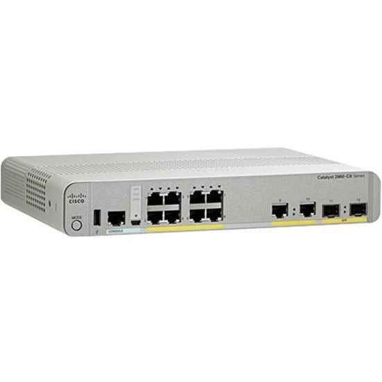Cisco WS-C2960CX-8TC-L Catalyst 2960-CX 8 Port Data Lan Base Ethernet Switch, Gigabit Ethernet, 10/100/1000Base-T, 1000Base-X, 512MB RAM, Lifetime Warranty