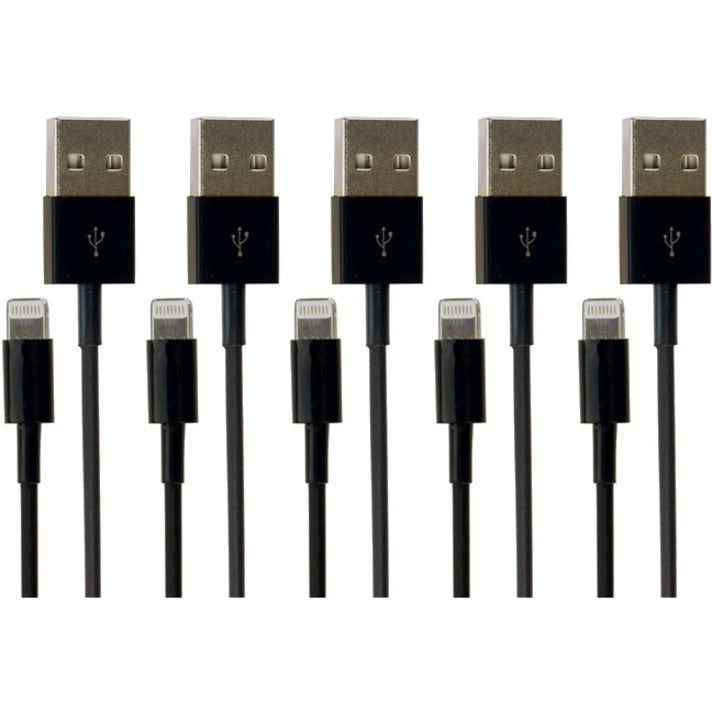 VisionTek 900784 Lightning to USB Black 1 Meter Cable, 5-Pack