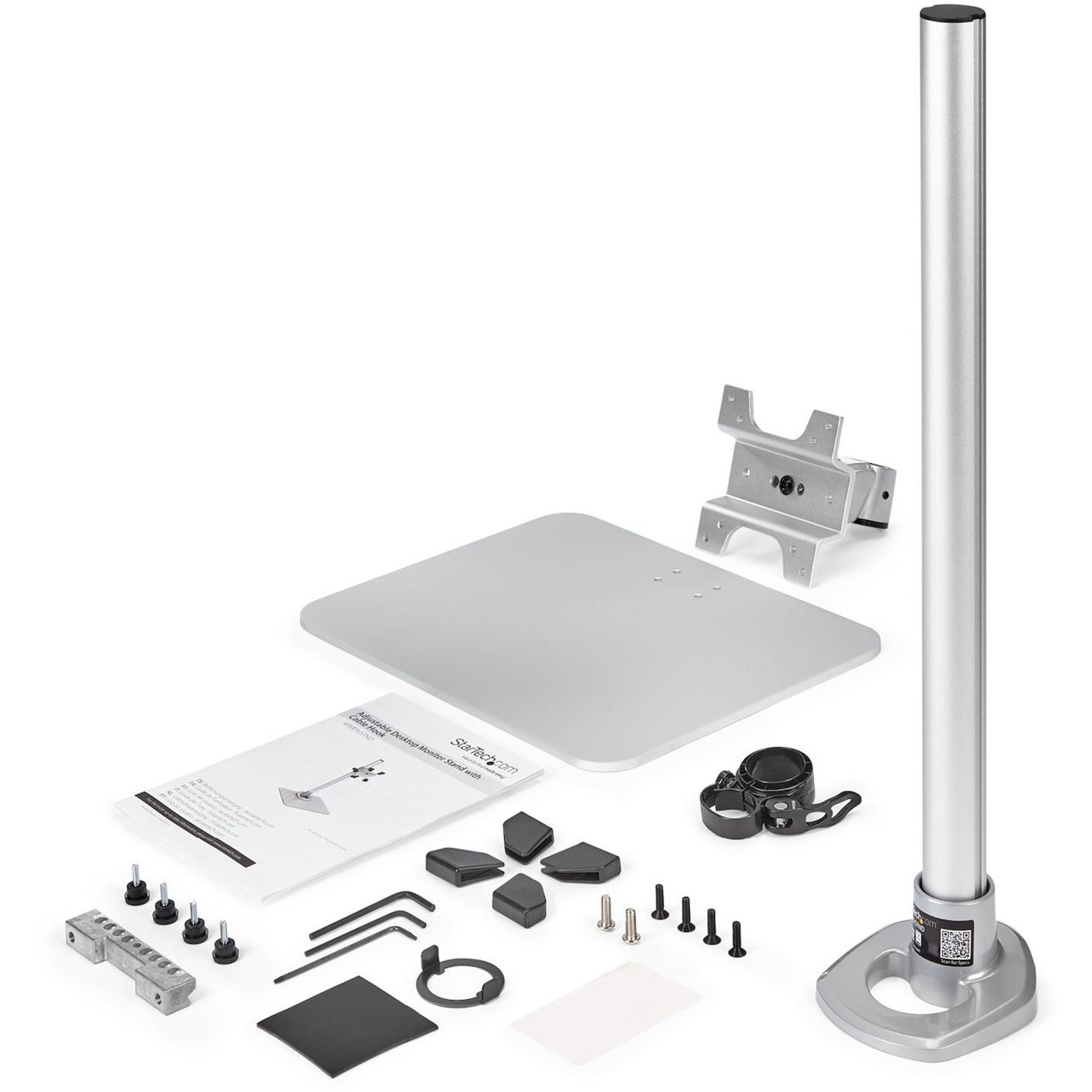 StarTech.com ARMPIVSTND Single Monitor Stand - Adjustable - Steel - Silver, Cable Management, 360° Rotation, Ergonomic