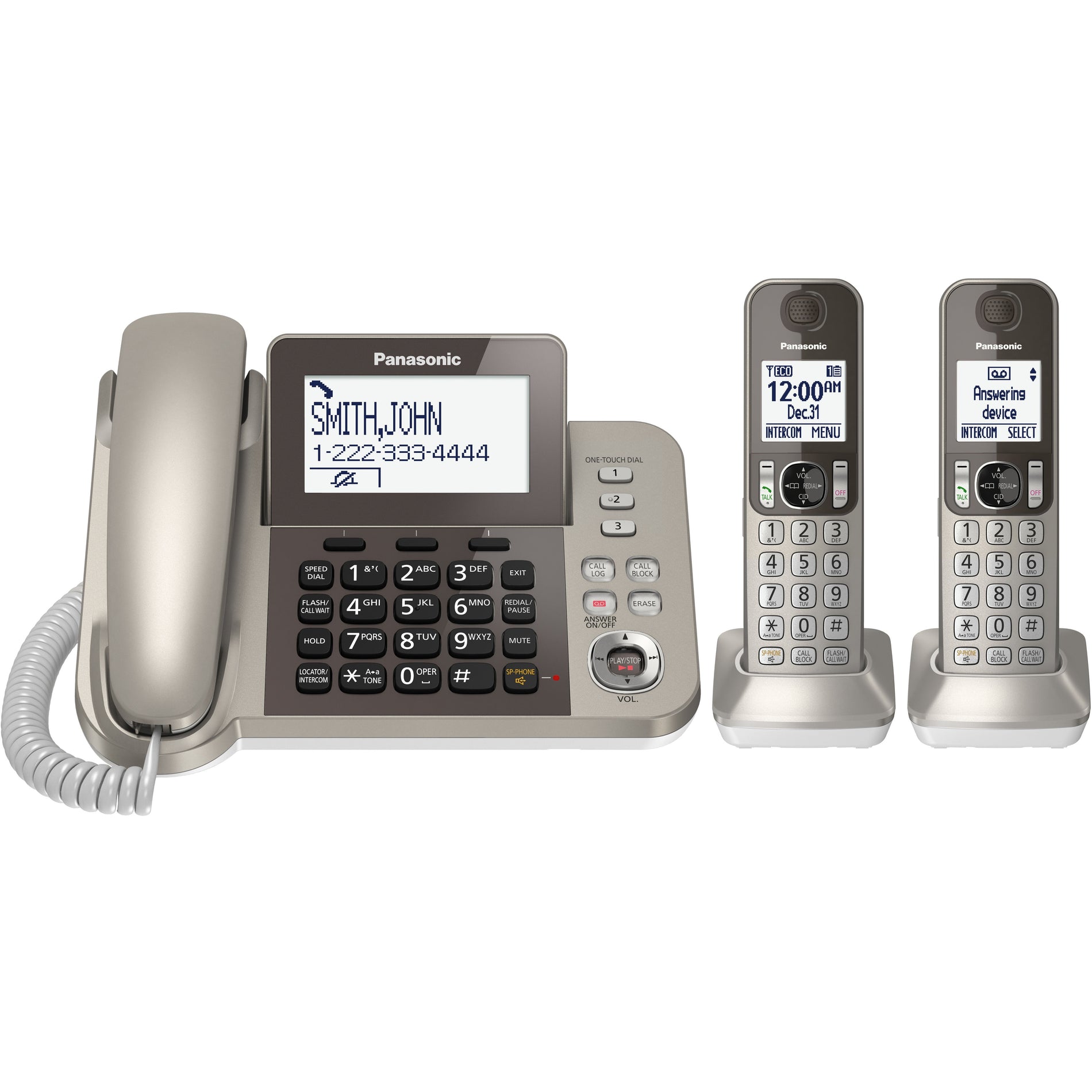 Panasonic DECT 6.0 Cordless Phone KX-TGF352N Champagne Gold, Call Block, Night Mode, Noise Reduction System, Eco Mode
