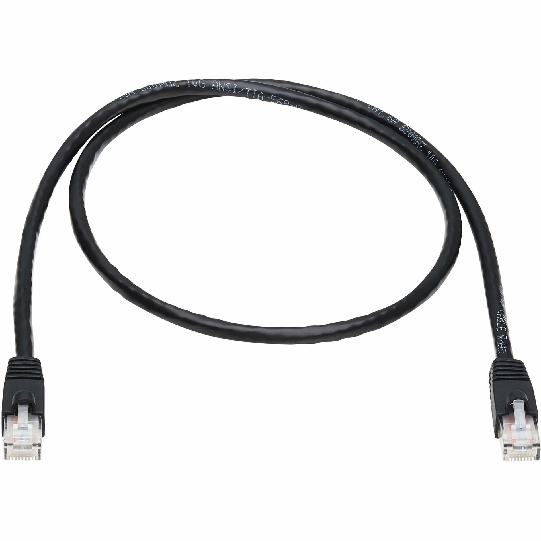 Tripp Lite N261-003-BK Cat.6a Network Cable, 3 ft, 10 Gbit/s Data Transfer Rate, Strain Relief, Snagless