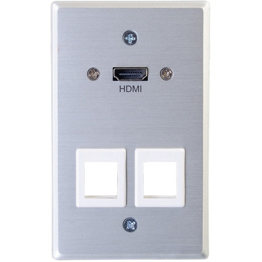 C2G 1-Gang HDMI Pass Through Wall Plate with Two Keystone Jacks - Aluminum (60160)