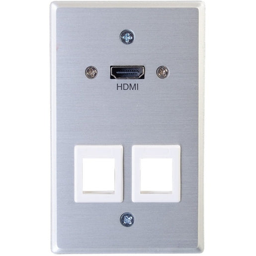 C2G 1-Gang HDMI Pass Through Wall Plate with Two Keystone Jacks - Aluminum (60160)