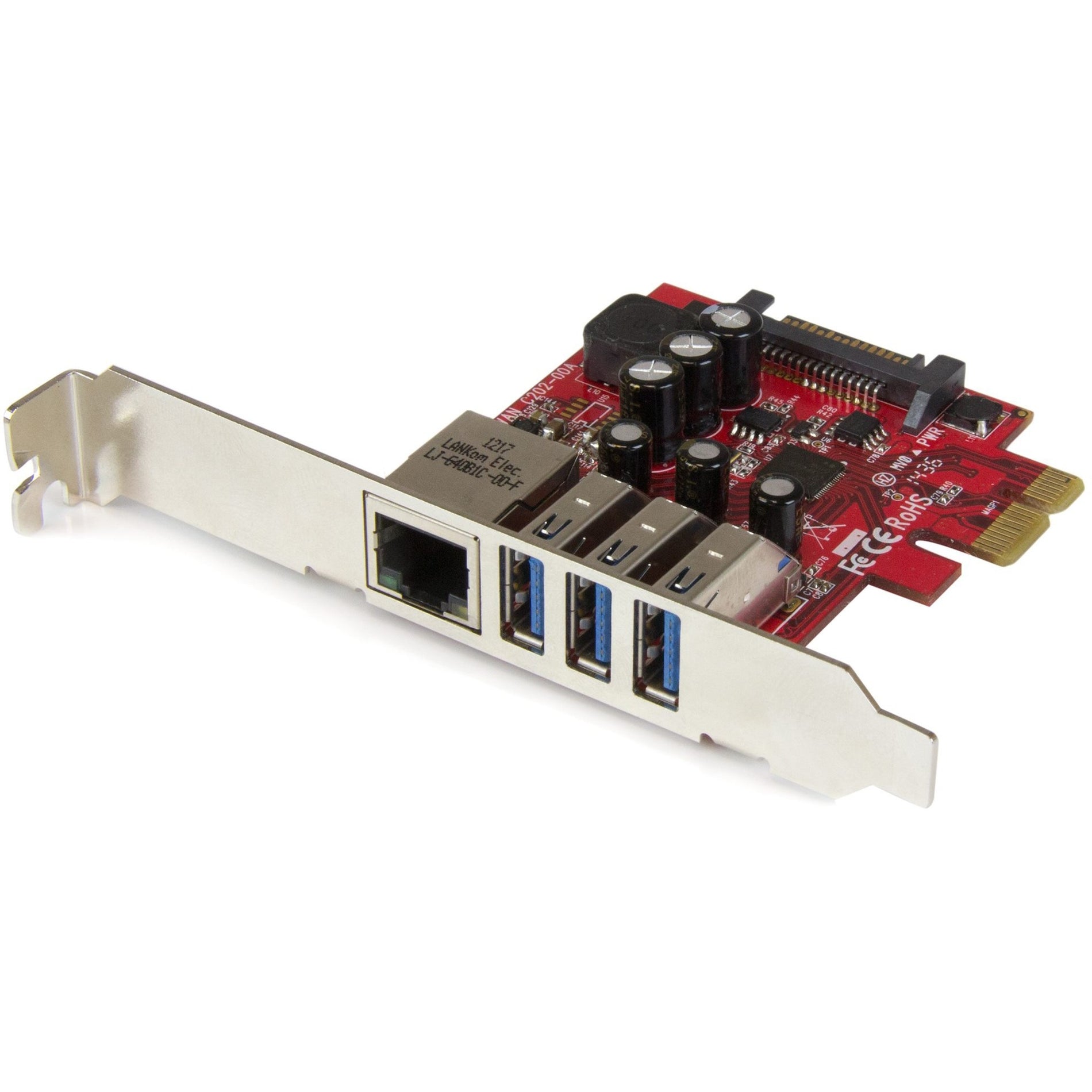 StarTech.com PEXUSB3S3GE 3-Port PCI Express USB 3.0 Card + Gigabit Ethernet - 5Gbps, Plug-in Card