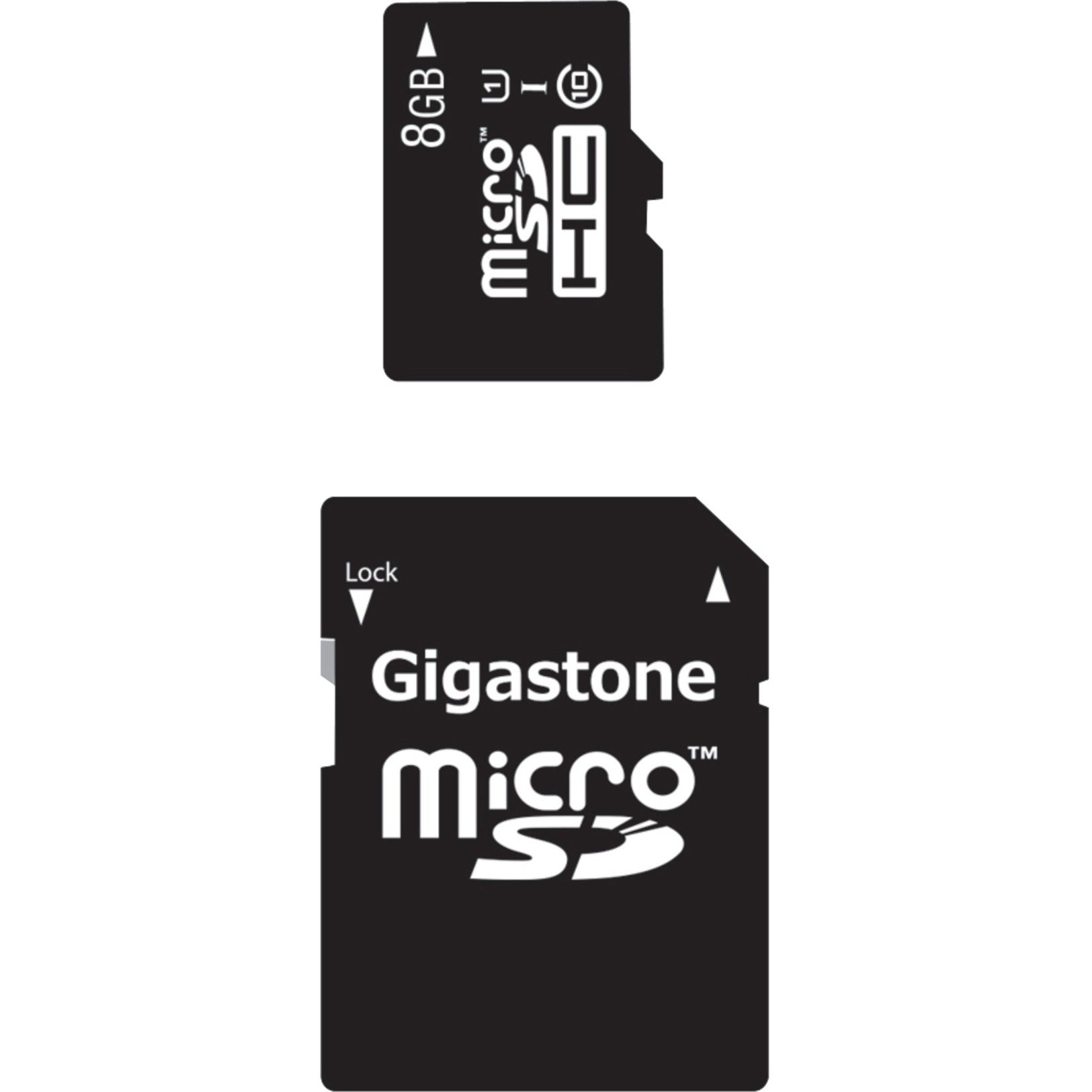 Gigastone GS-2IN1C1008G-R Class 10 UHS-1 microSDHC Card & SD Adapter (8GB), Water Proof, X-ray Proof