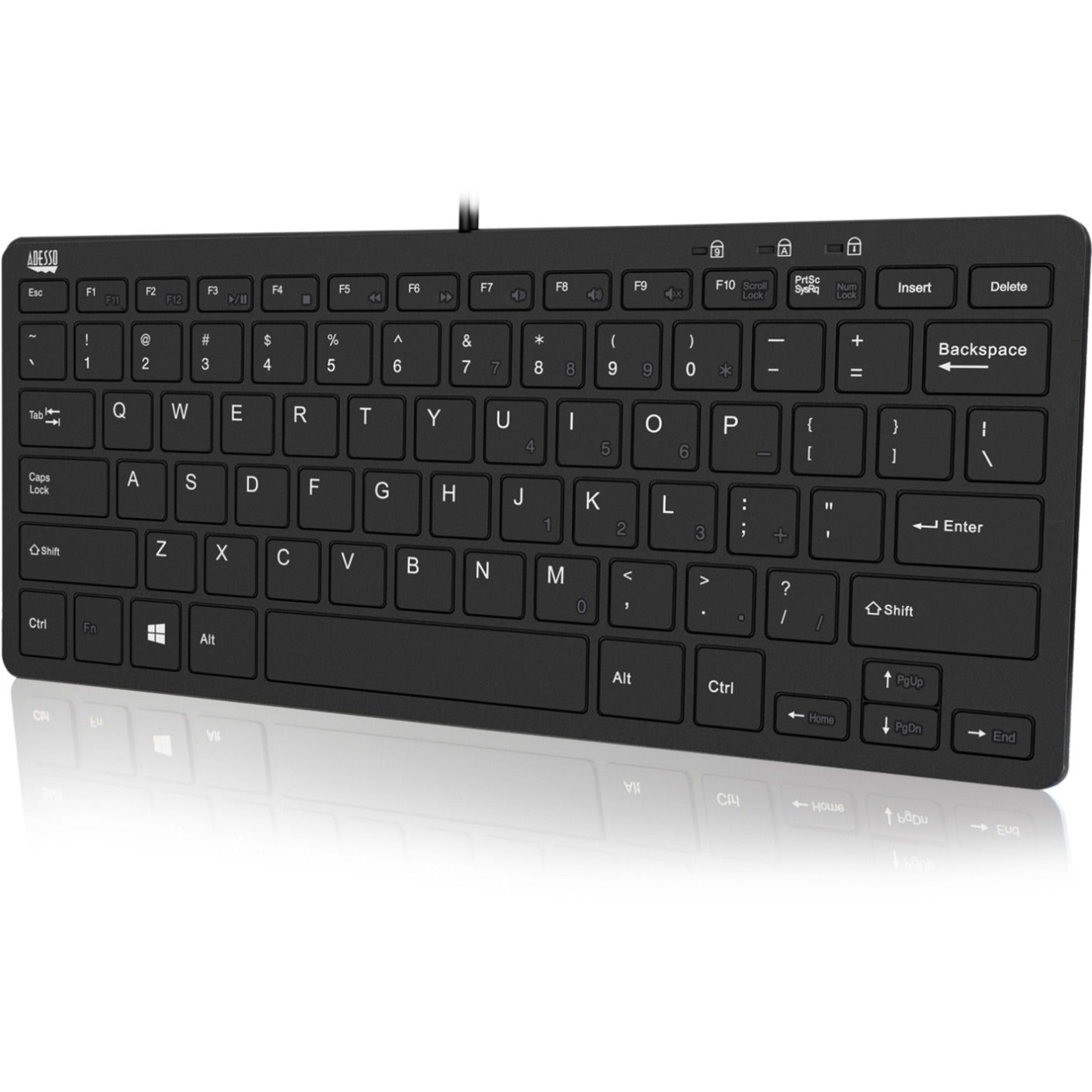 Adesso AKB-510HB SlimTouch Mini Keyboard with USB Hubs, Quiet Keys, Compact and Slim Design