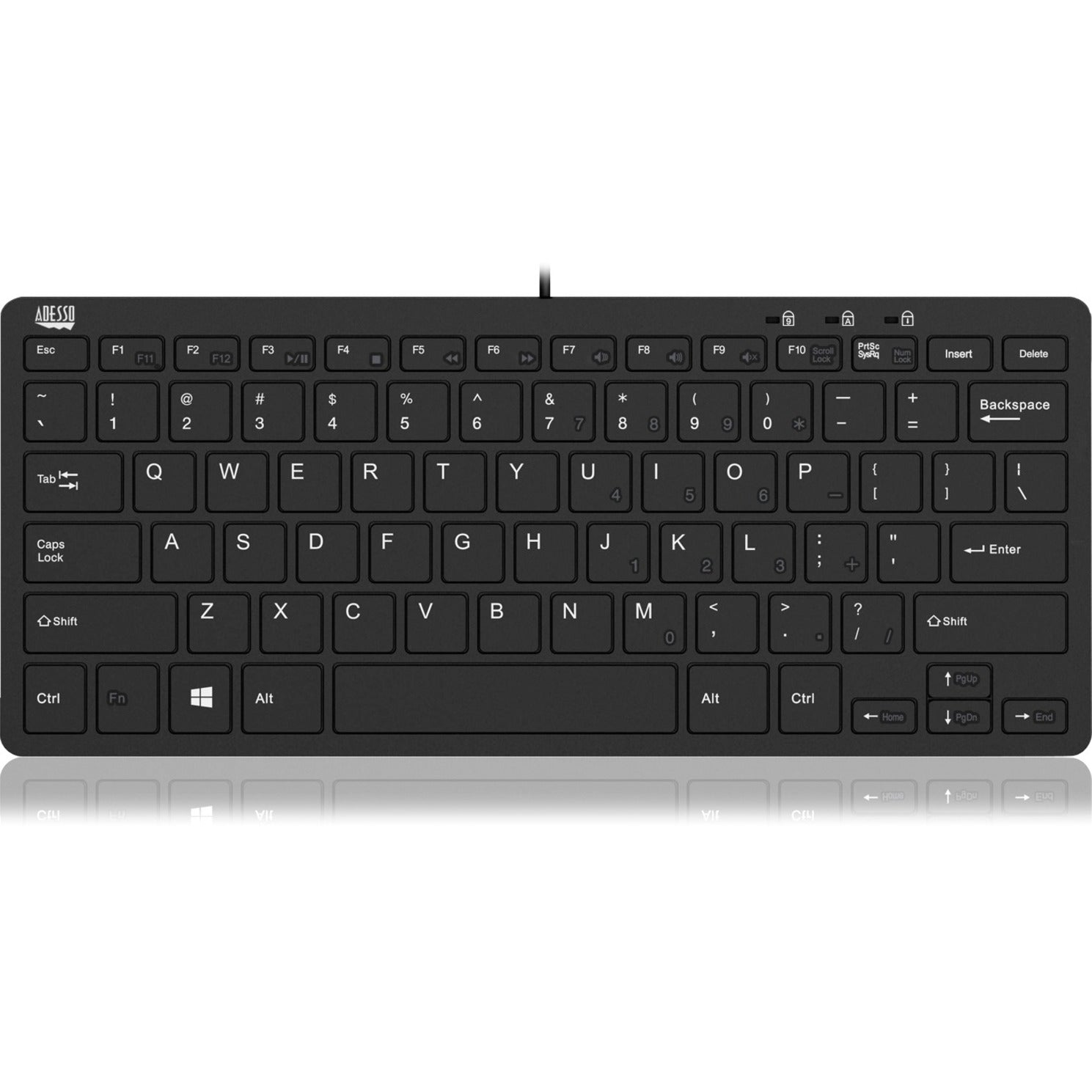 Adesso AKB-510HB SlimTouch Mini Keyboard with USB Hubs, Quiet Keys, Compact and Slim Design