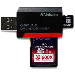 Verbatim 98538 Pocket Card Reader USB 3.0 - Black, High-Speed Data Transfer and Easy File Management