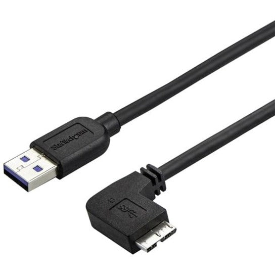 StarTech.com USB3AU2MRS Slim Micro USB 3.0 Cable - USB 3.0 A to Right-Angle Micro USB, 6 ft - Fast Data Transfer, Flexible and Durable