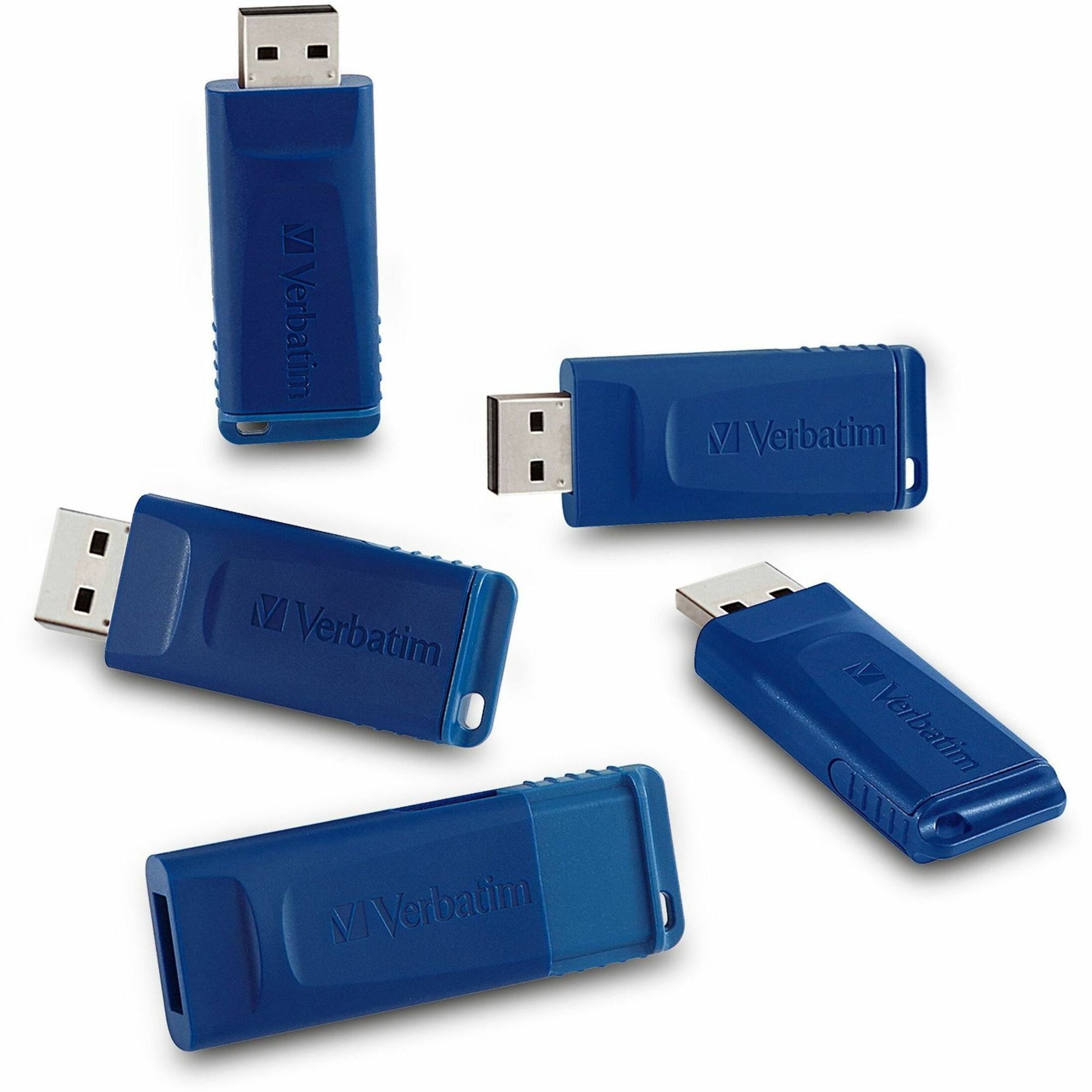 Microban 99121 8GB USB Flash Drive Pack, 5pk Blue - Antimicrobial, Capless, Retractable