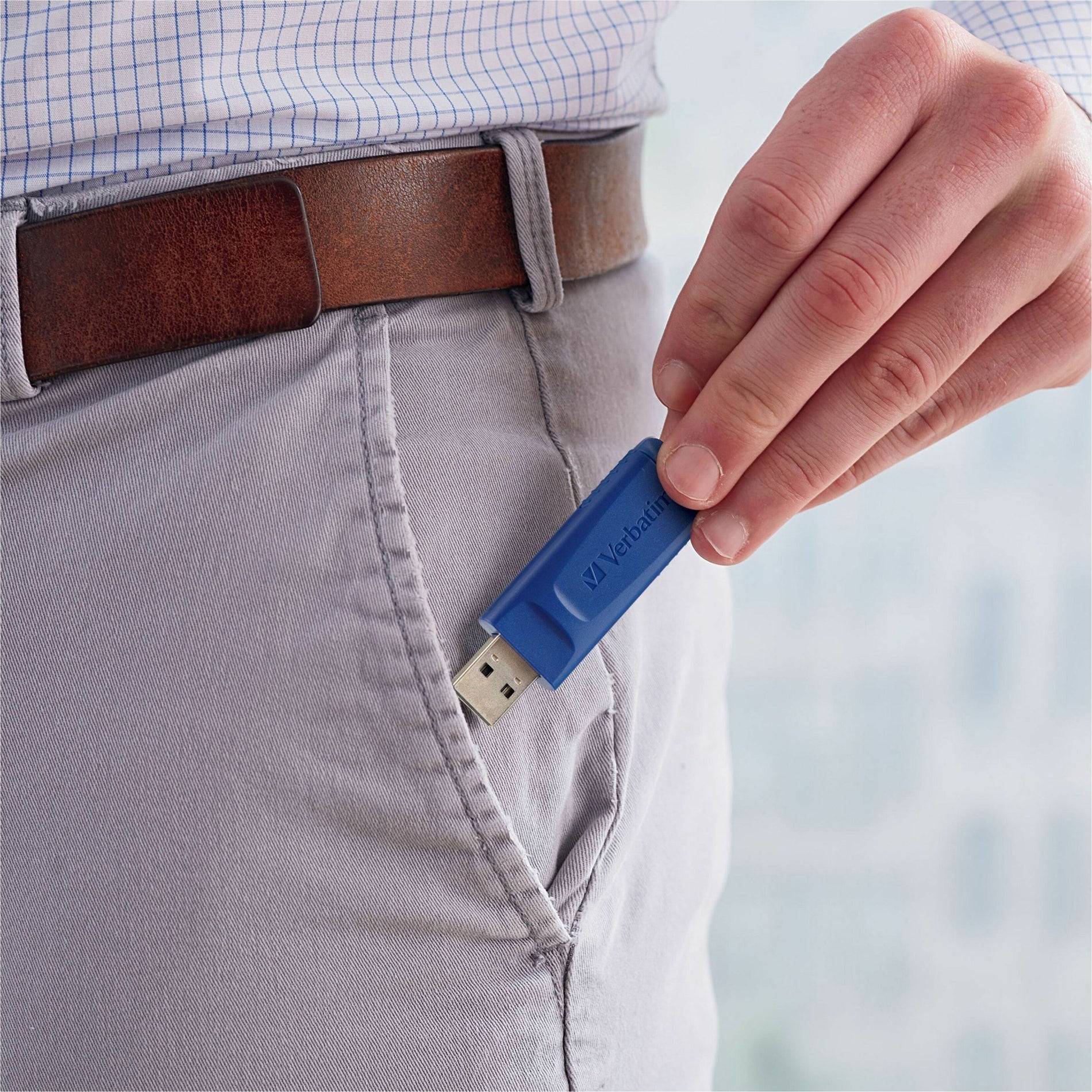 Microban 99121 8GB USB Flash Drive Pack, 5pk Blue - Antimicrobial, Capless, Retractable