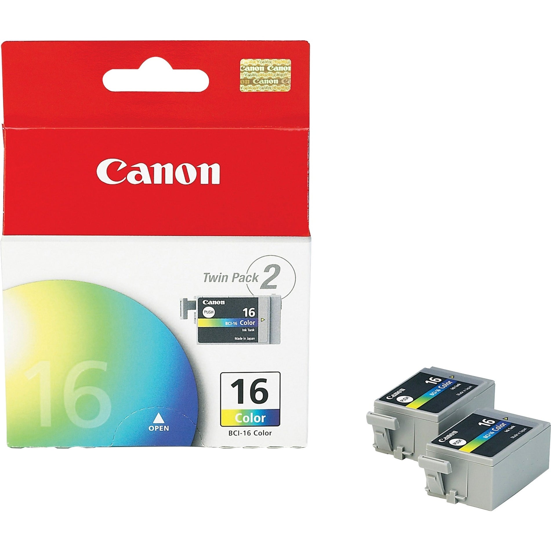 Canon 9818A003 BCI16 Color Ink Tank, Page Yield 75x2, 2/PK, Tri-Color