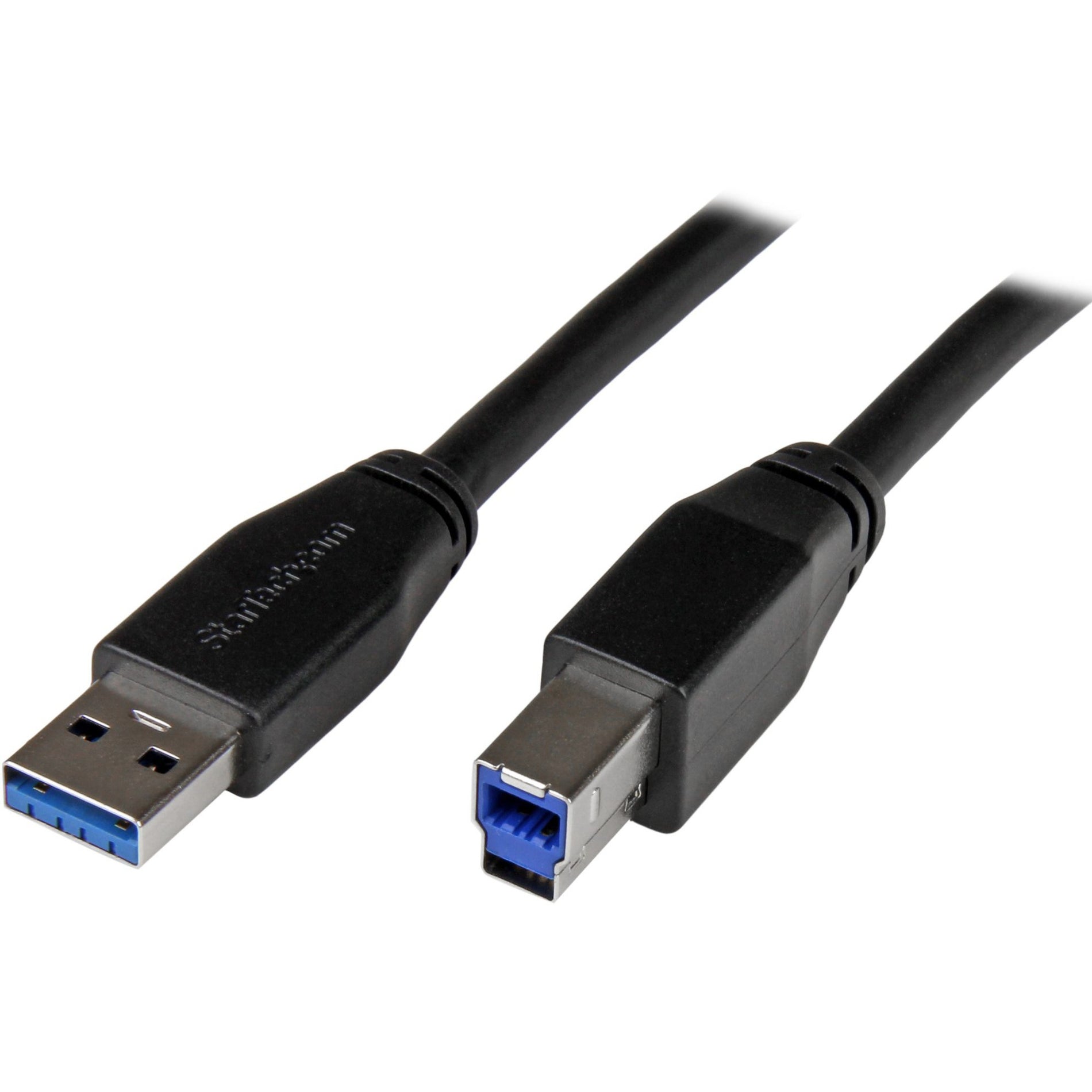 StarTech.com USB3SAB5M Active USB 3.0 USB-A to USB-B Cable - 5m, High-Speed Data Transfer, 16.40 ft Length