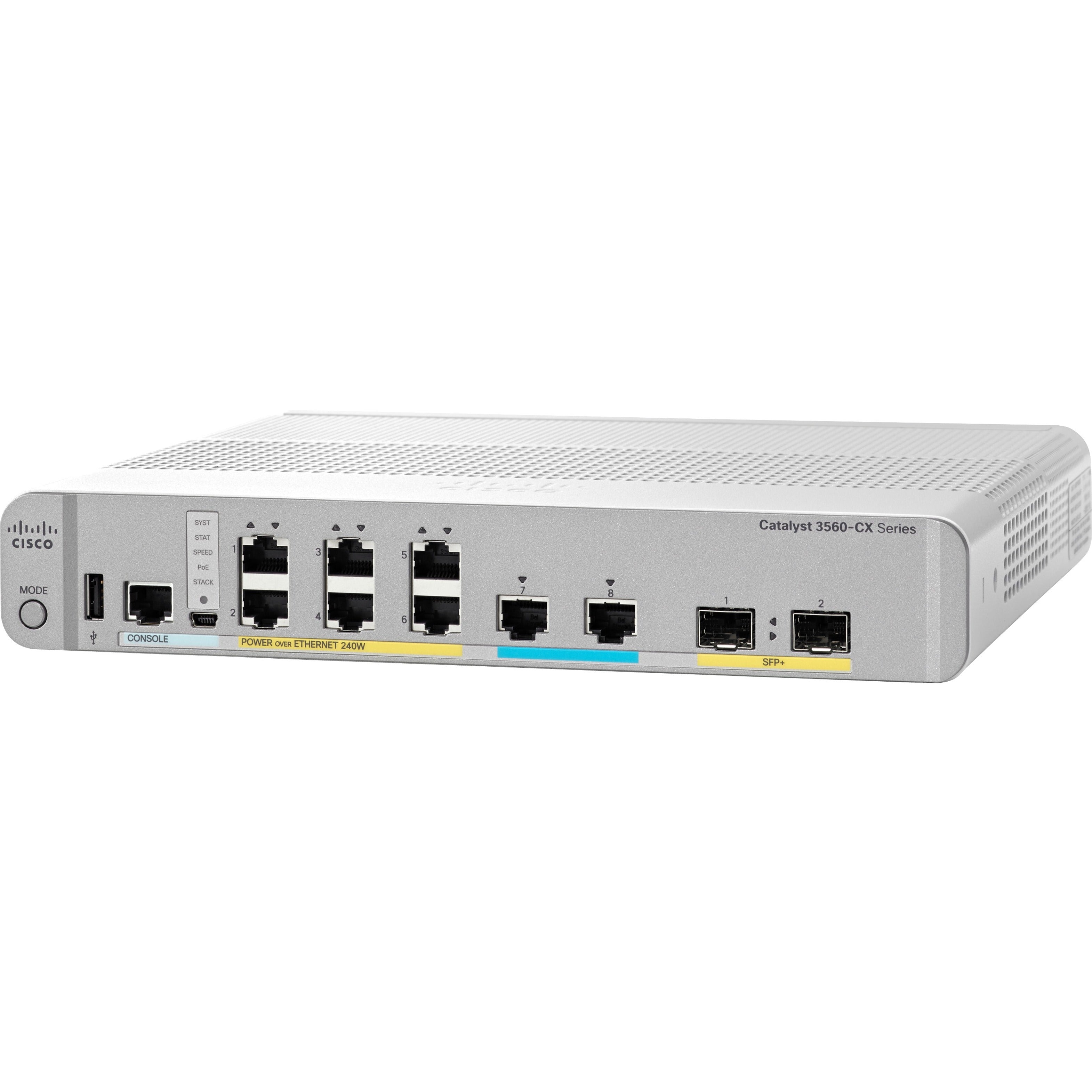 Cisco WS-C3560CX-8XPD-S Catalyst 3560-CX Switch 6 GE PoE+, 2 MultiGE PoE+, uplinks: 2 x 10G SFP+, IP Base