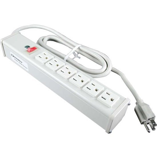 C2G 16296 Wiremold 15ft 6-Outlet Plug-In Power Strip, Lighted Switch, 120V/15A