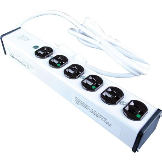 C2G 16312 Wiremold Power Strip, 15ft Cord, 6-Outlet Plug-In Center Unit, Medical Grade Approved For Patient Care