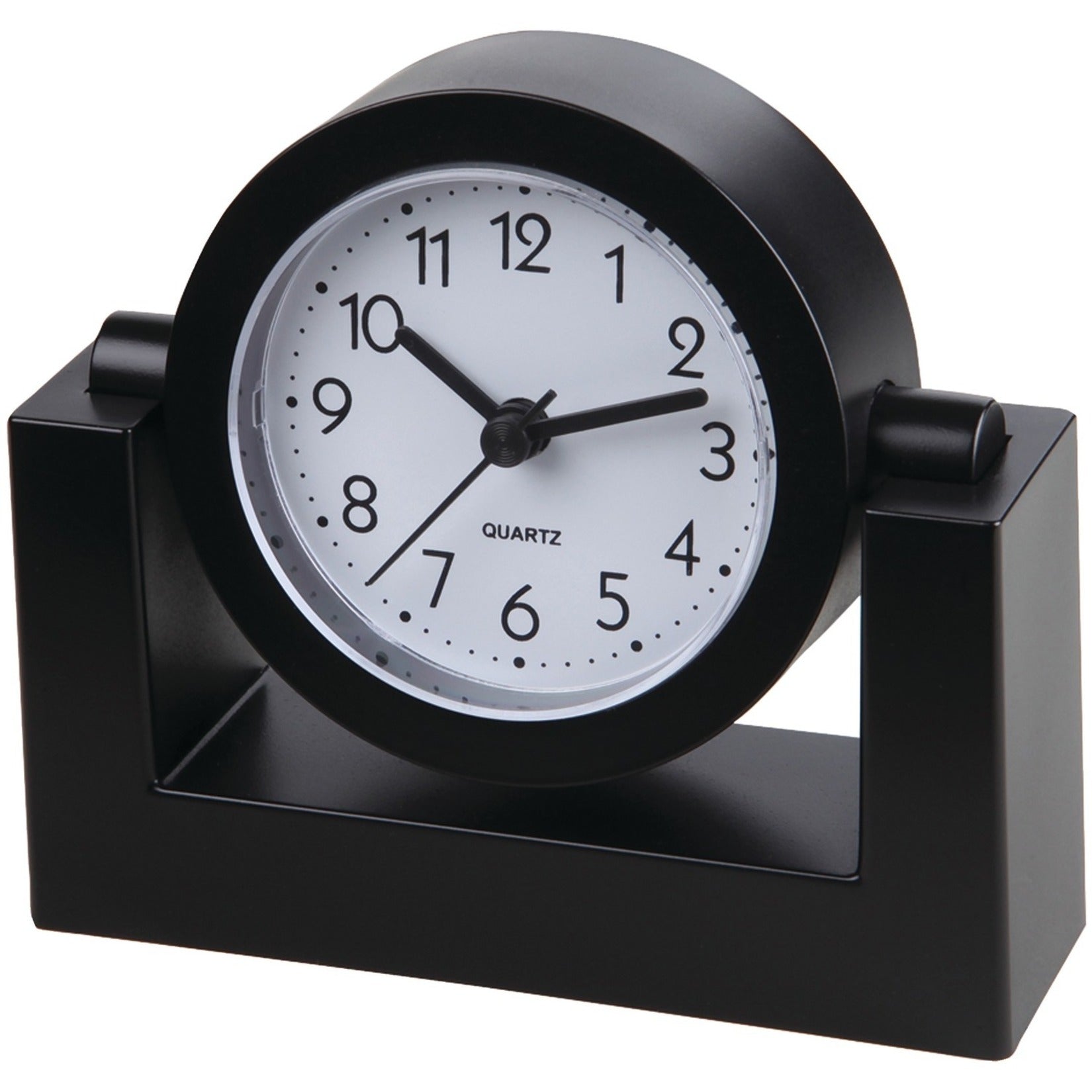 Timekeeper TK6851 Desktop Swivel Clock Black Frame w/ White Face, Black, Sweep Movement