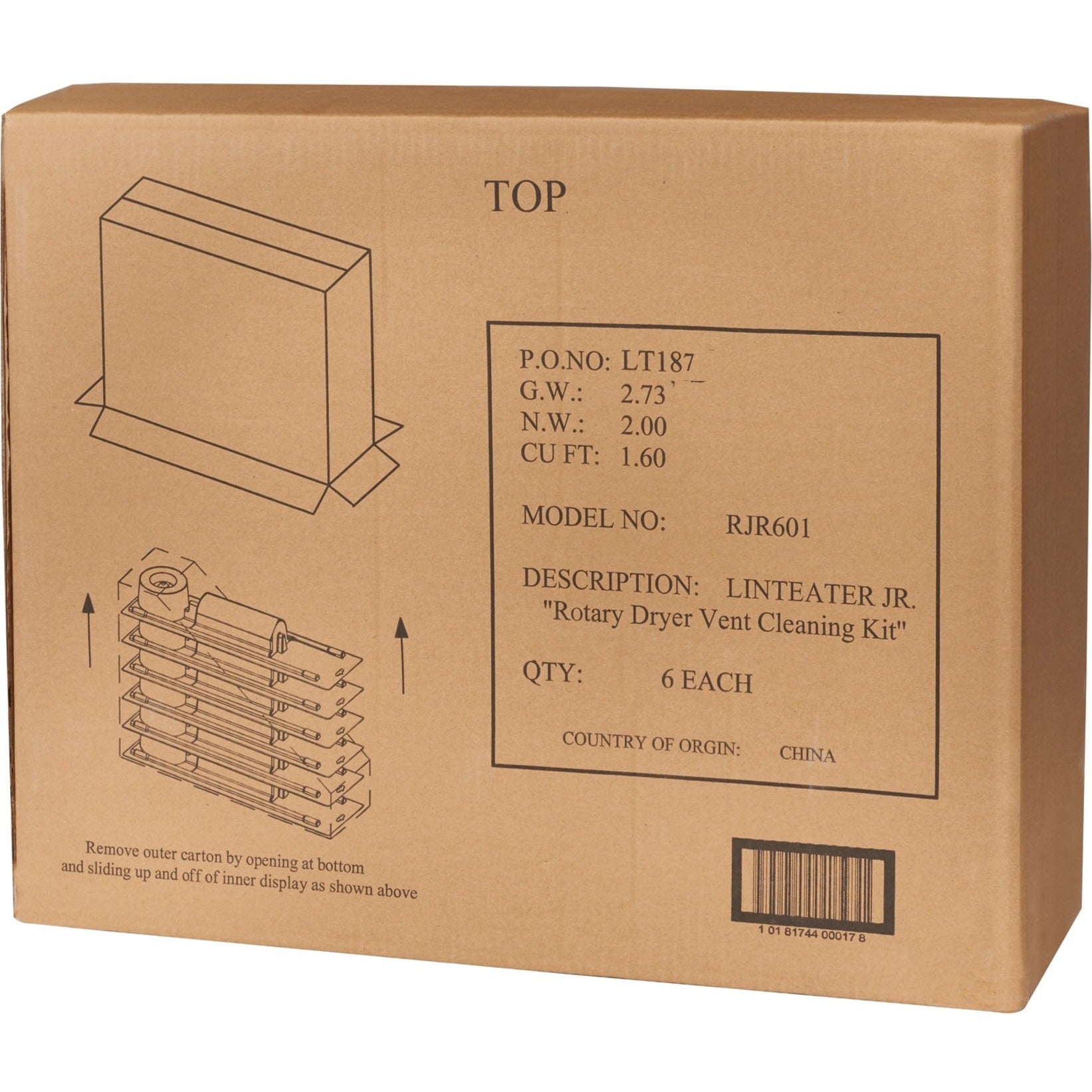 LintEater RJR601 Jr. Dryer-Vent Cleaning Kit, 4 Piece Cleaning Kit