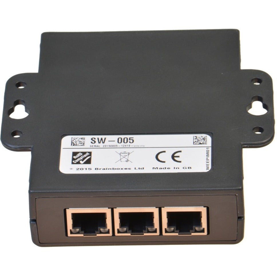 Brainboxes SW-005-X20M 5 Port Unmanaged Ethernet Switch Mountable, USB Powered