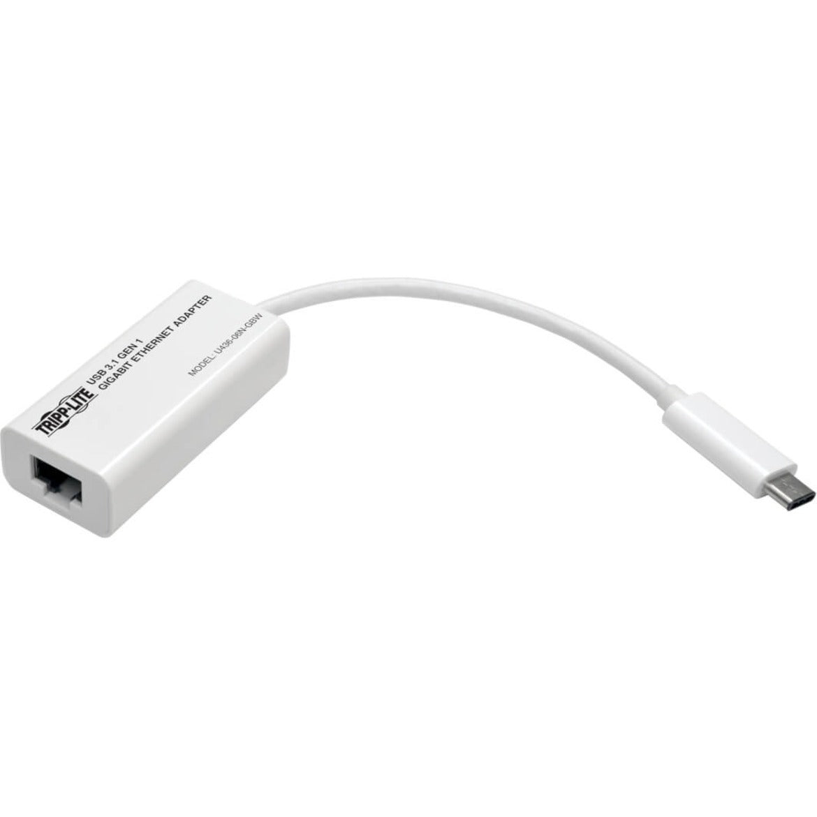 Tripp Lite U436-06N-GBW USB 3.1 Gen 1 Type-C to Gigabit Ethernet NIC Network Adapter, 10/100/1000 Mbps