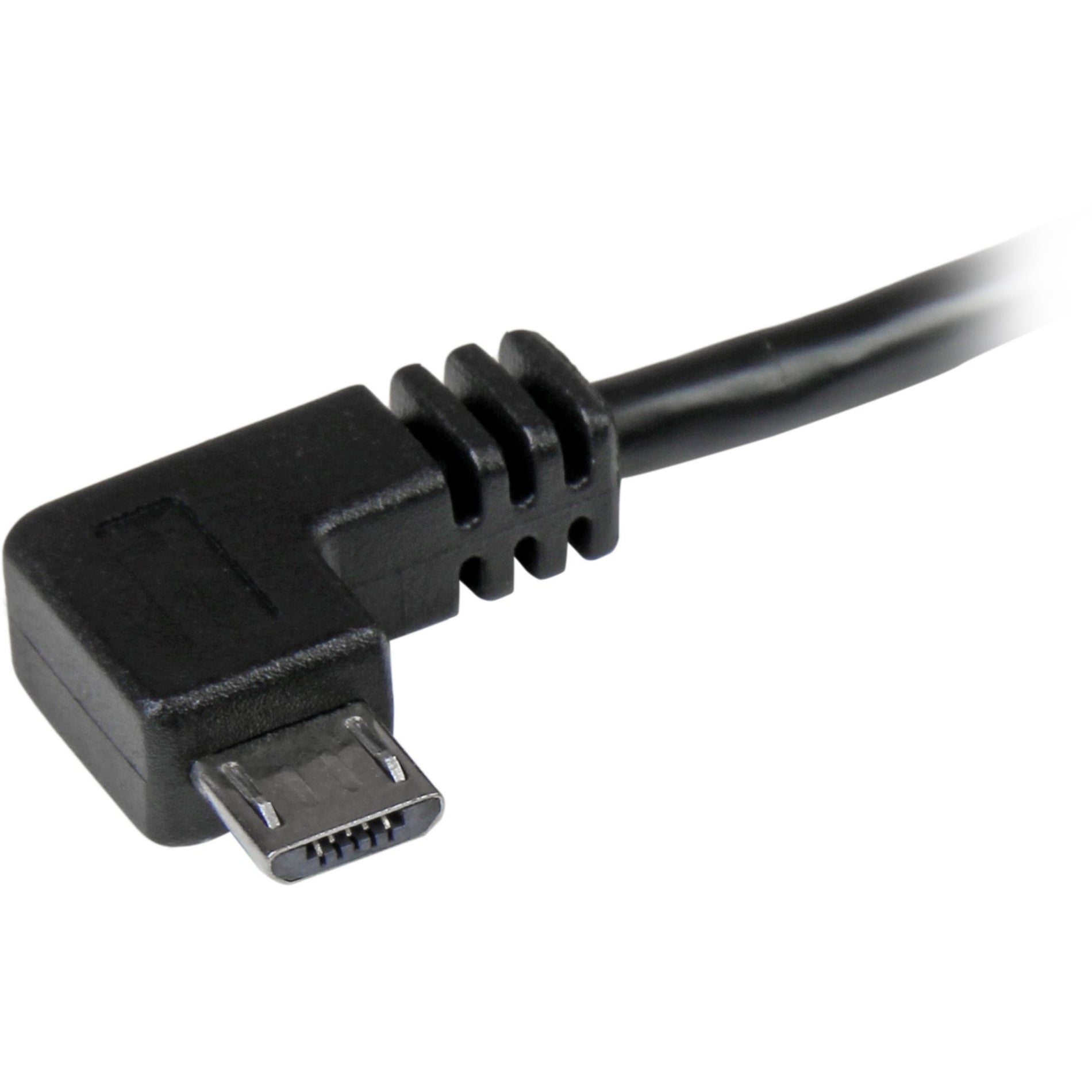 StarTech.com USB2AUB2RA1M Micro-USB Cable with Right-Angled Connectors - M/M - 1m (3ft), Fast Data Transfer, Black