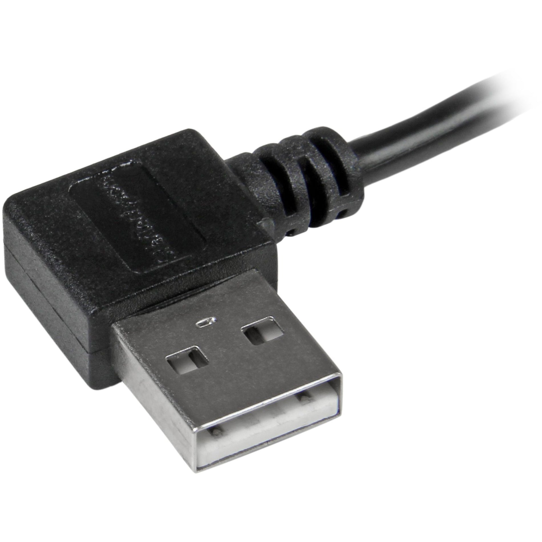 StarTech.com USB2AUB2RA1M Micro-USB Cable with Right-Angled Connectors - M/M - 1m (3ft), Fast Data Transfer, Black