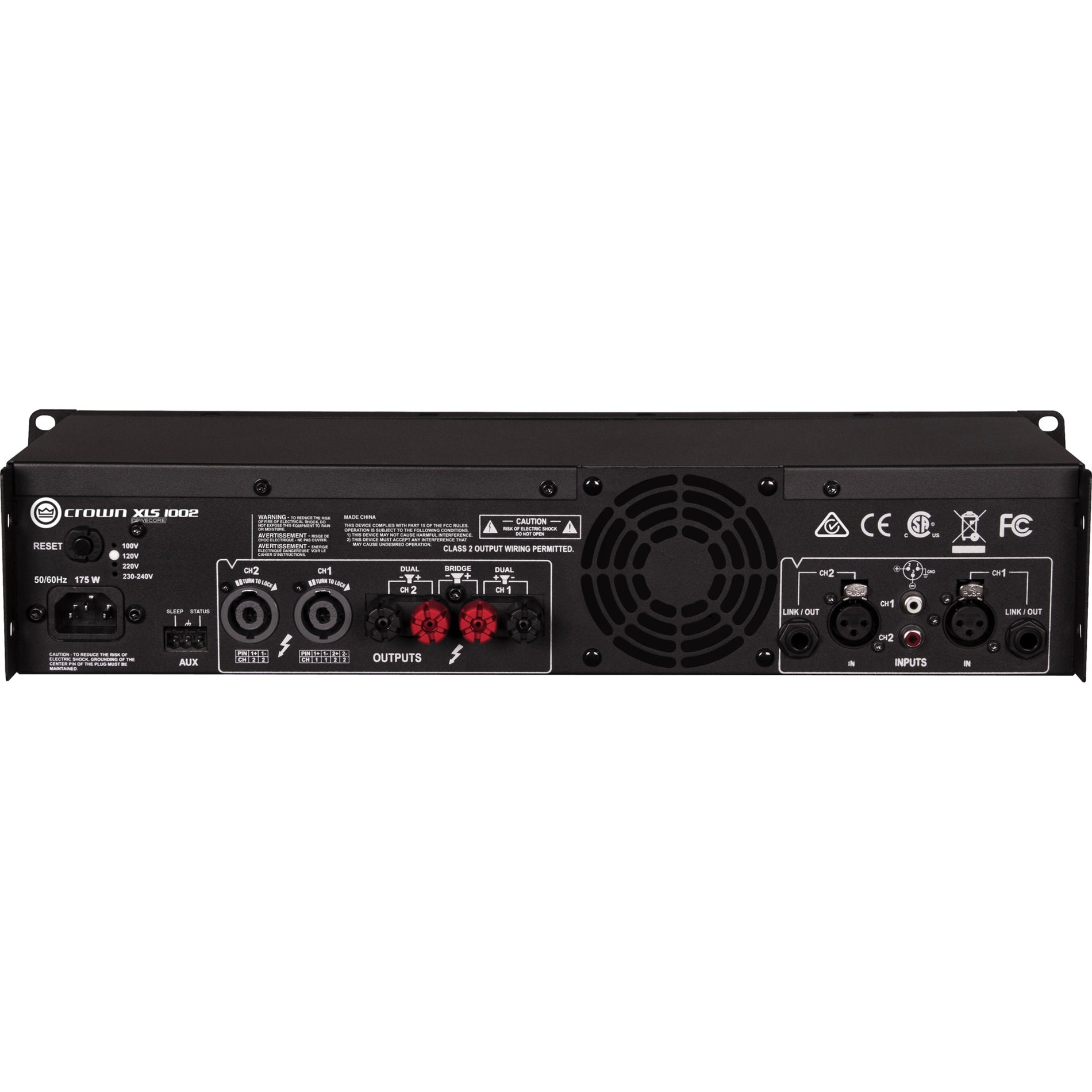 Crown NXLS1002-0-US XLS 1002 Amplifier, 2 Audio Channels, 700W RMS Output Power