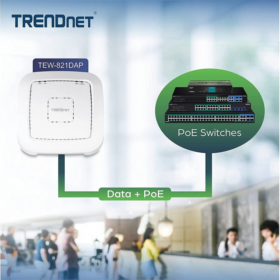 TRENDnet TEW-821DAP AC1200 Dual Band PoE Access Point (mit Software-Controller) 3-jährige eingeschränkte Garantie