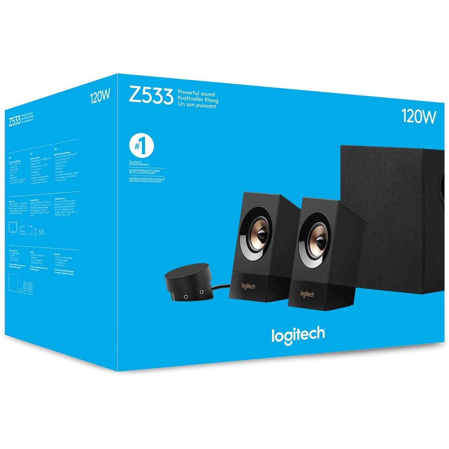 Logitech 980-001053 Z533 Speaker System With Subwoofer, 60W RMS, Control Pod
