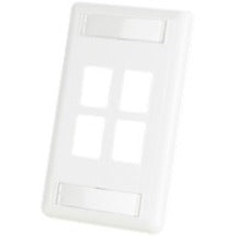 Ortronics 403HDJ14-88 HDJ 4 Hole Faceplate, White - Easy Installation and Labeling