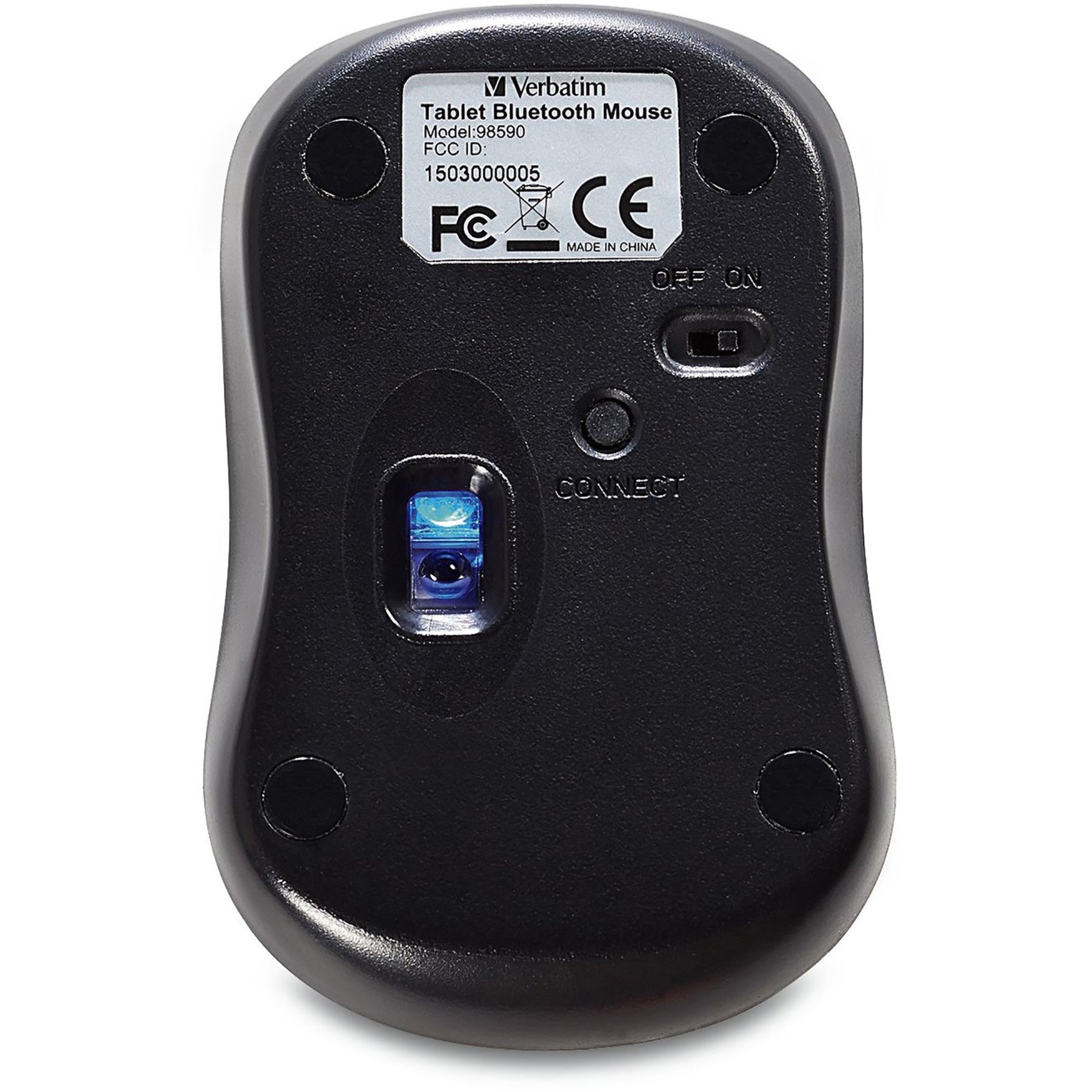 Verbatim 98590 Bluetooth Wireless Tablet Multi-Trac Blue LED Mouse - Graphite, Ergonomic Fit, 1600 dpi
