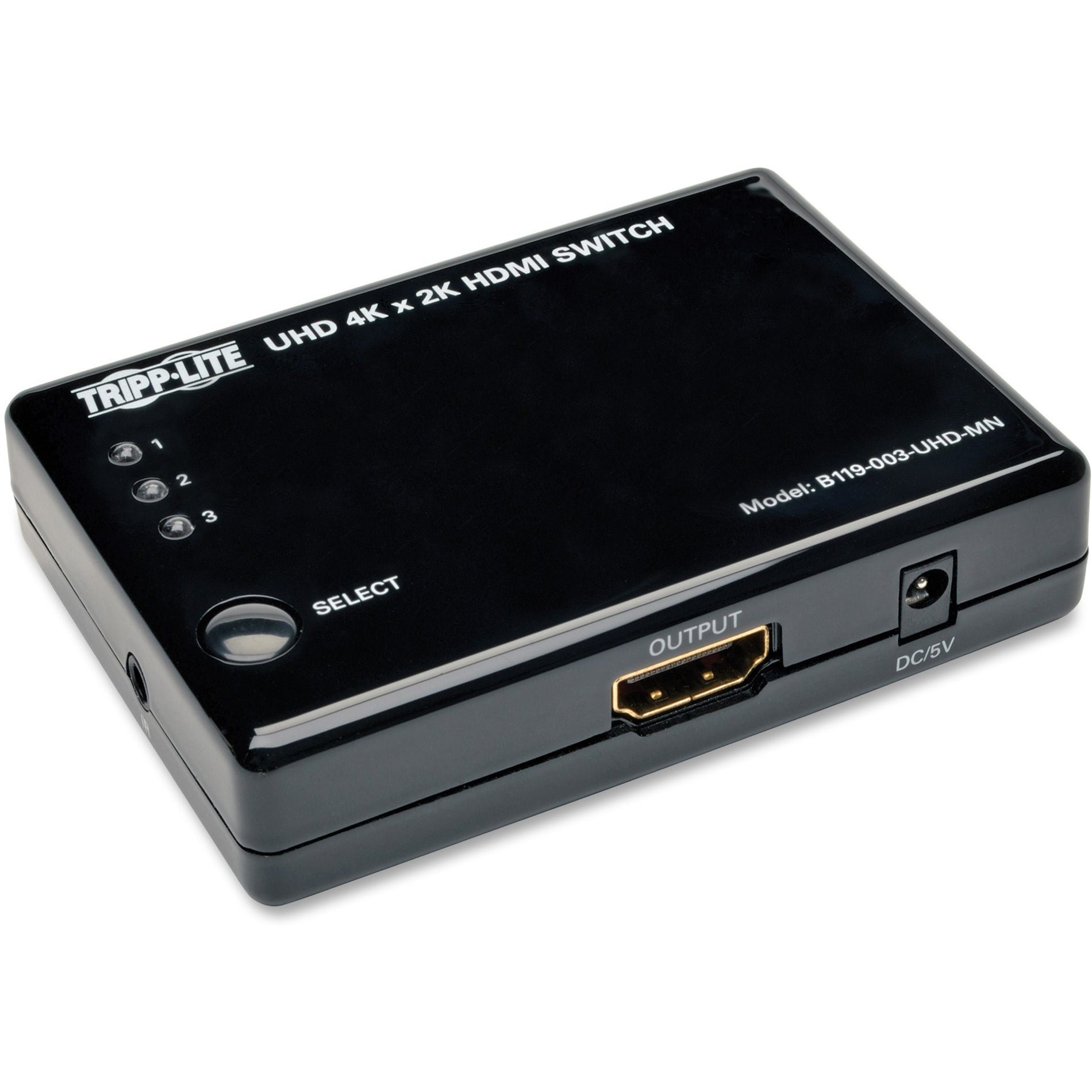 Tripp Lite B119-003-UHD-MN 3-Port HDMI Mini Switch, Black - 4K Video, Remote Control