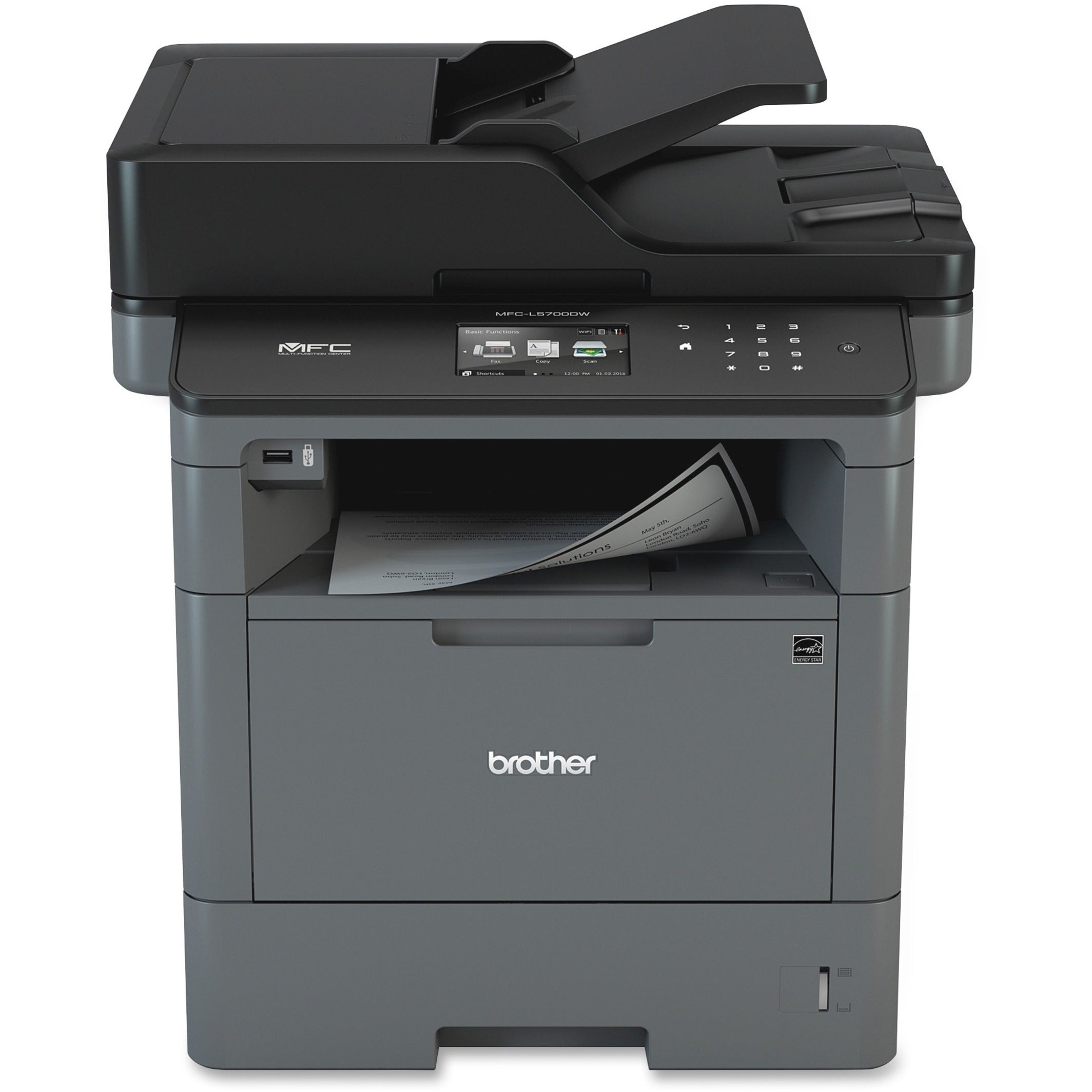 Brother MFCL5700DW Laser All-in-one Printer, 42ppm, 300Sht Cap, Black/Gray