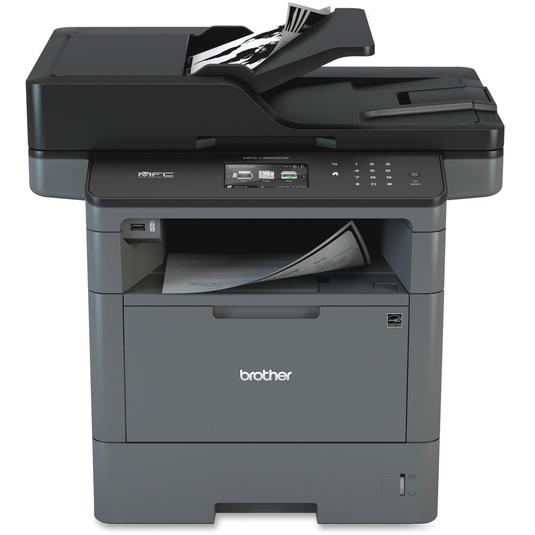 Brother MFCL5900DW All-In-1 Laser Printer, 42ppm, 300 Sheet Capacity, Black/Gray