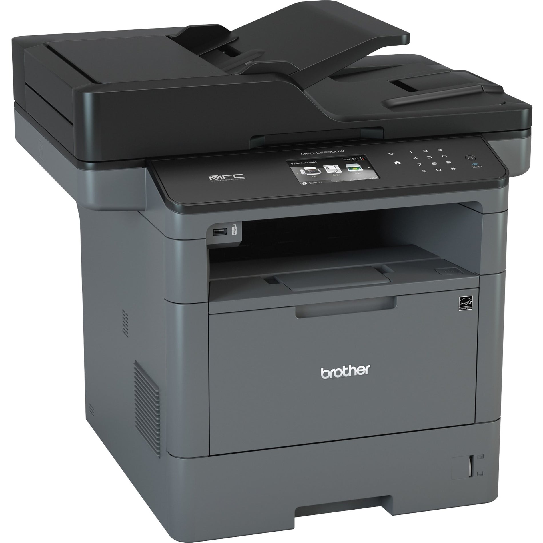 Brother MFCL5900DW All-In-1 Laser Printer, 42ppm, 300 Sheet Capacity, Black/Gray